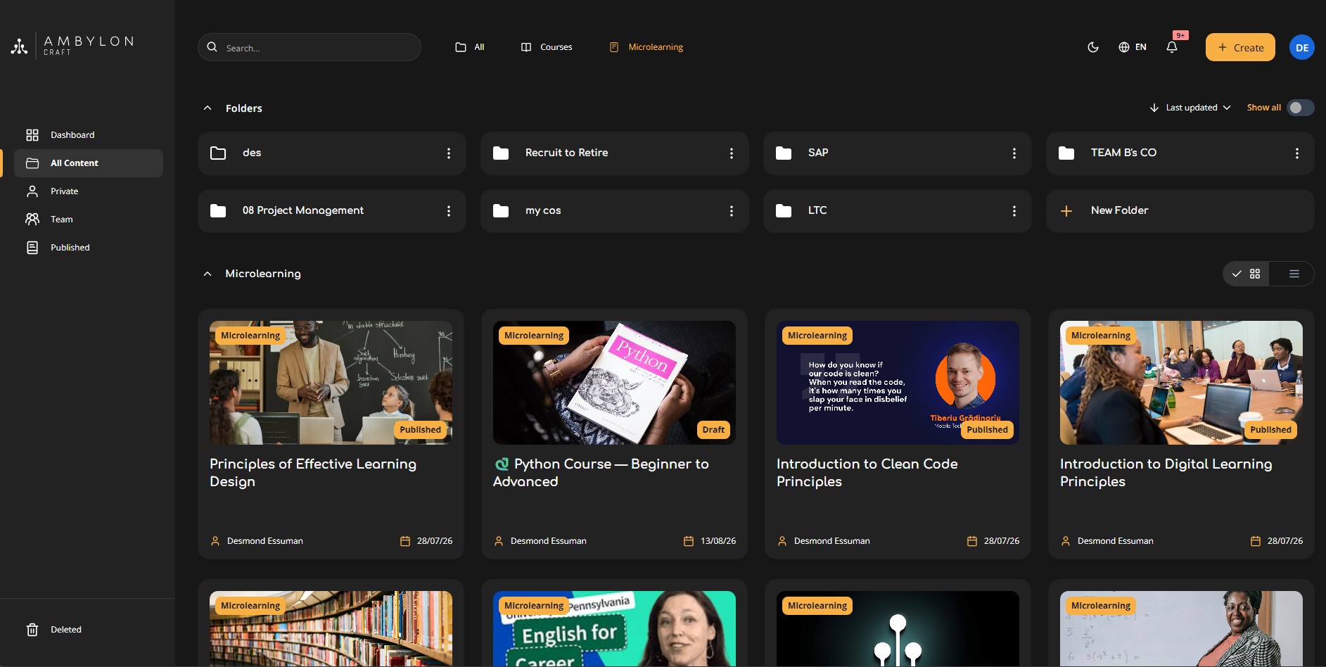 Ambylon CRAFT - Course authoring interface on the Ambylon platform